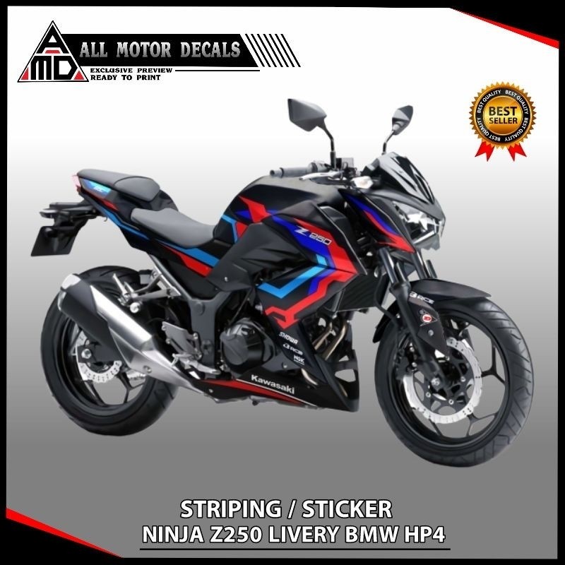 Decal Kawasaki Ninja Z250 Livery Bmw / Striping Kawasaki Ninja Z 250 Custom Bmw hp4 / Stiker Motor N