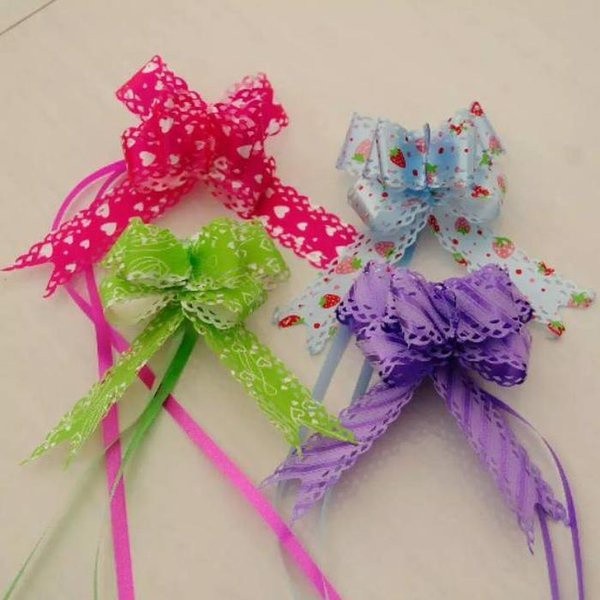 

1 Buah Pita Tarik 18mm Renda Pita Serut Motif Hiasan Parcel Hampers Souvenir Pull Bow Lace 18 mm Ribbon