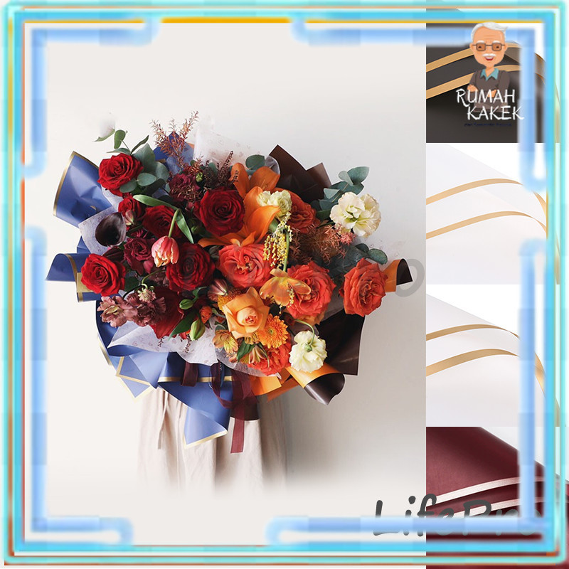 

Flower Wrapping Paper Motif List Emas Kertas Buket Bunga Florist / Kertas Bunga Buket List Gold Emas Cellophane / Flower Wrapping Pack / Kertas Bunga / Kertas Kado