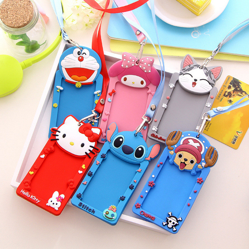 

Cute Cartoon Silicone Card ID Holder Credit Card Bus Card Case Key Holder Ring Luggage Tag Creative Trinket Wholesale