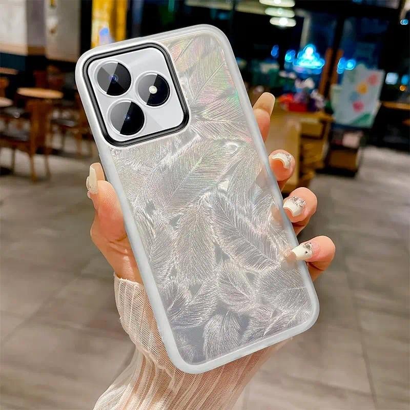Casing HP Realme C63 Penutup belakang Pola Bulu Burung Perlindungan Kamera Penuh Casing Handphone Ta