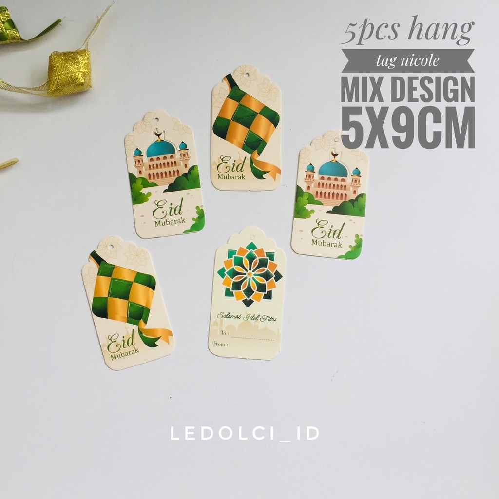 

(5 PCS) HANG TAG HANGTAG LEBARAN IDUL FITRI HIASAN DUS BOX MIX DESAIN