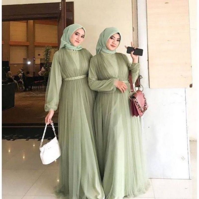 Bridesmaids tile dress payet - Dress pesta - dress terbaru - dress mewah elegan cantik - Gamis terba