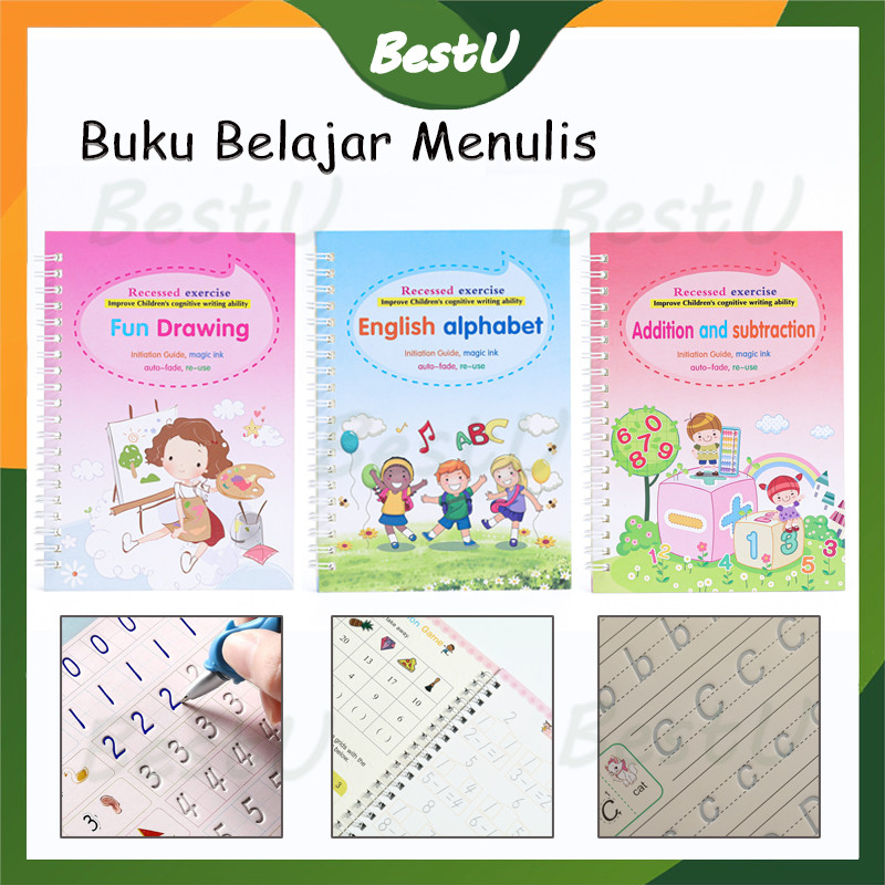 

Sank Magic Book / Magic Practice Book 1 buku + pen + refill / Set Buku Latihan Belajar Menulis PAU Preschool TK Huruf Angka