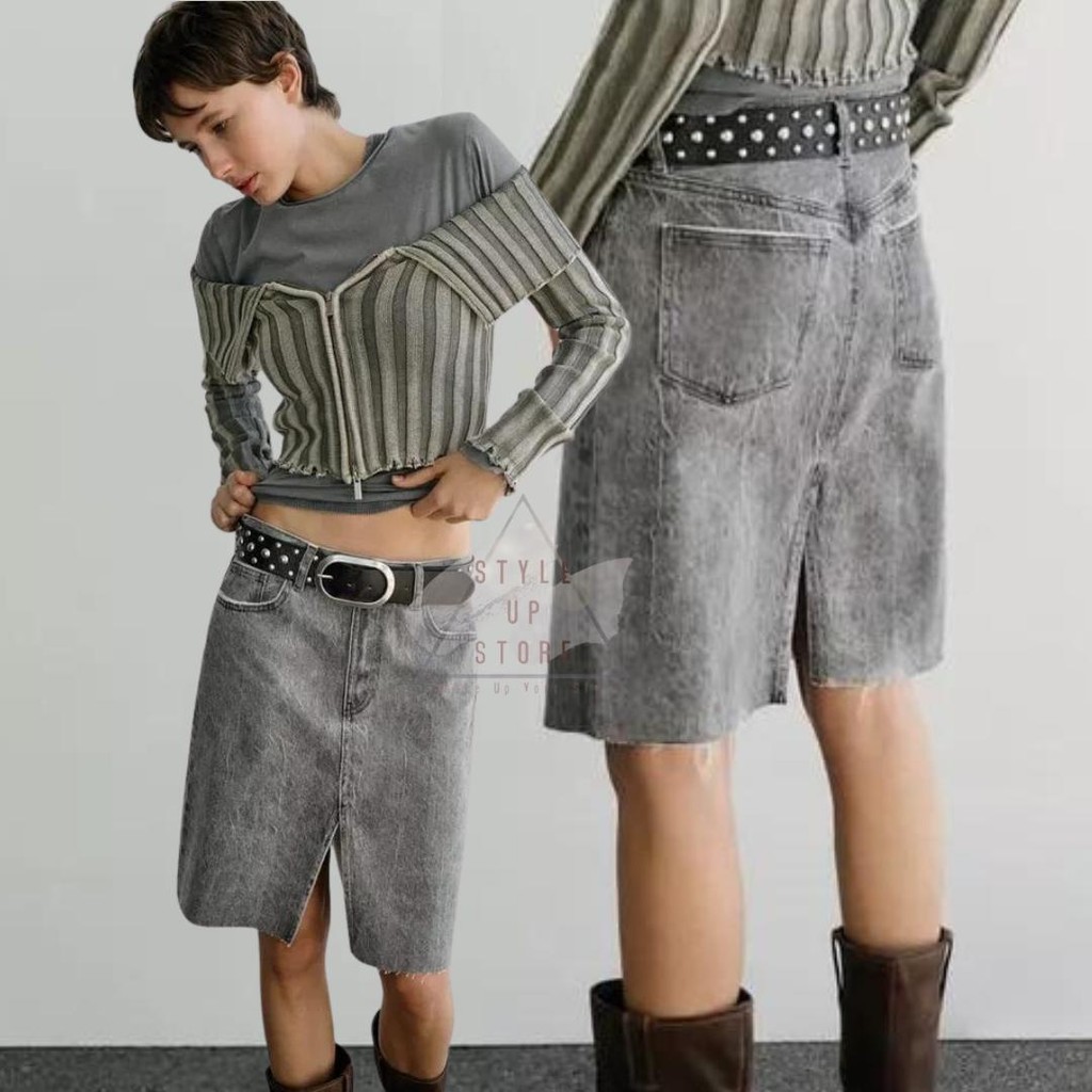 [ STYLEUPSTORE ] ZARA Woman Skirt Denim Jeans - Rok Wanita Jeans
