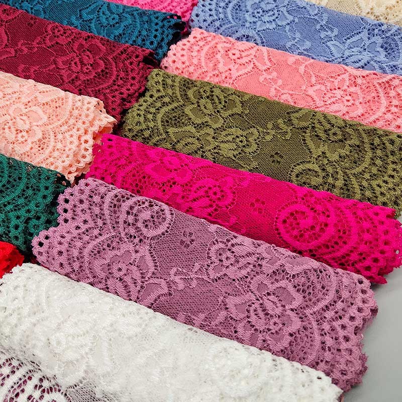 

New 1Yard Flower Pattern 15CM Wide Elastic Lace Fabric Ribbon Lace Trim Ribbon Diy Craft Fabric Width African Fabrics Stretch