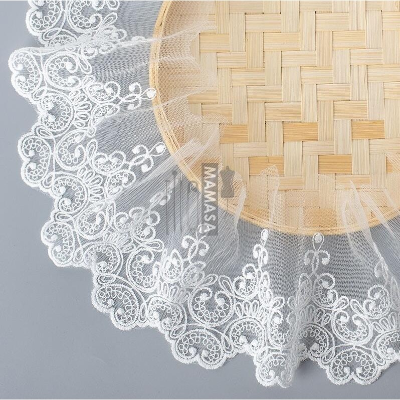 

5 Meters White Handmade DIY Garment Accessories Cotton Lace Fabric Embroidery Curtains Lace Trim 9.5cm Width