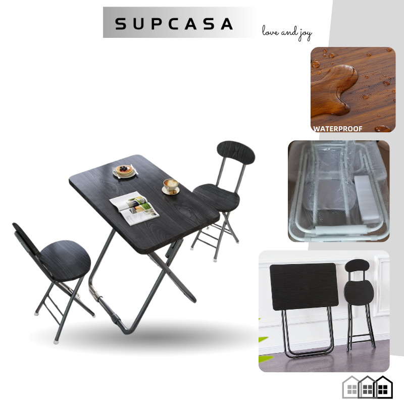 COD MEJA LIPAT KAKI SILANG kayu besi meja laptop portable meja makan cafe bazar kursi lipat adjustab