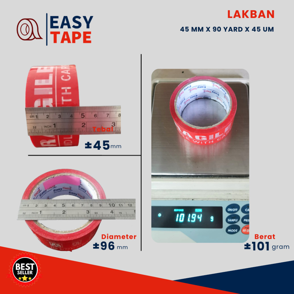 

Lakban Fragile Merah 6 Pcs (1 slop) Easy Tape