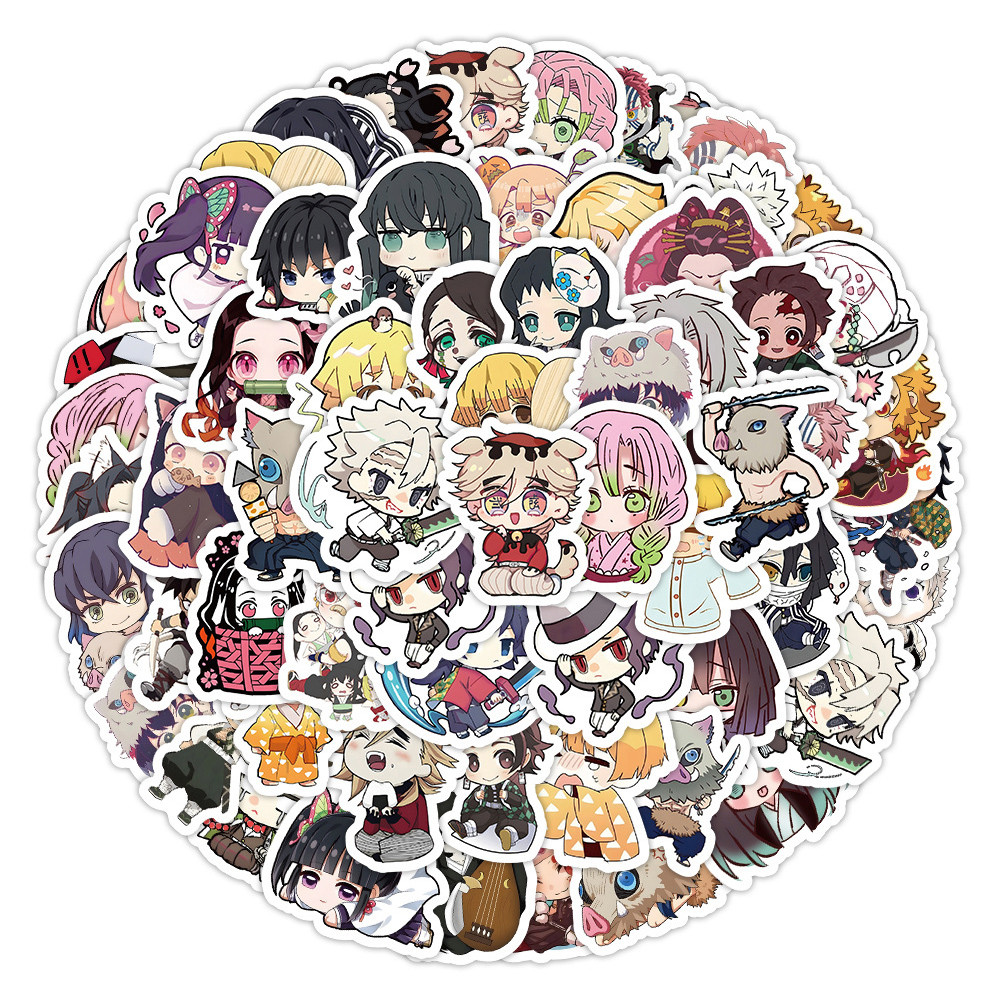 

10/30/60PCS Kawaii Cartoon Demon Slayer Stickers Kimetsu No Yaiba Anime Sticker for Laptop Luggage Waterproof Cute DIY Decal Toy