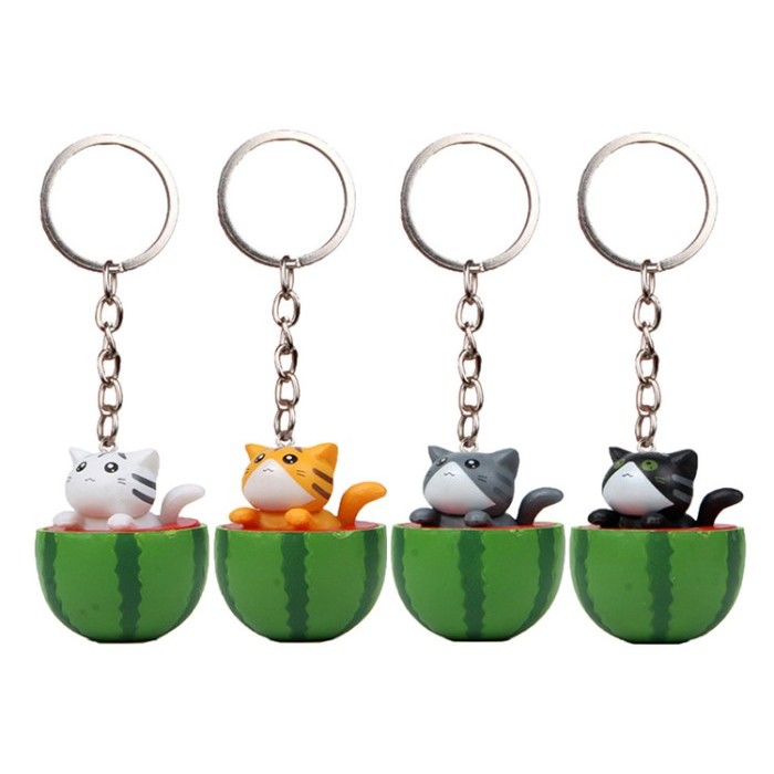 ENNWEN GK55 Gantungan Tas Kunci Kucing di Dalam Semangka Japanese Watermelon Cat Bag Keychain