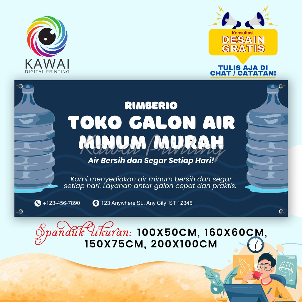 SPANDUK / BANNER Jualan Galon Air Minum Isi Ulang Free Desain