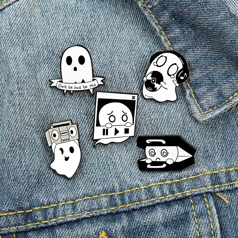Cute Boo Punk Enamel Pins Custom Ghost Music Box Brooch Lapel Pin Badge Bag Cartoon Funny Jewelry Gi
