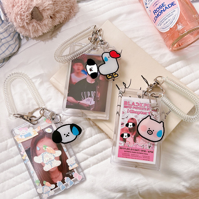 

Transparent Acrylic Photocard Holder 4 Inch Kpop Album Photocard Bus Card Id Holder Pendant Cartoon Keychain Gifts