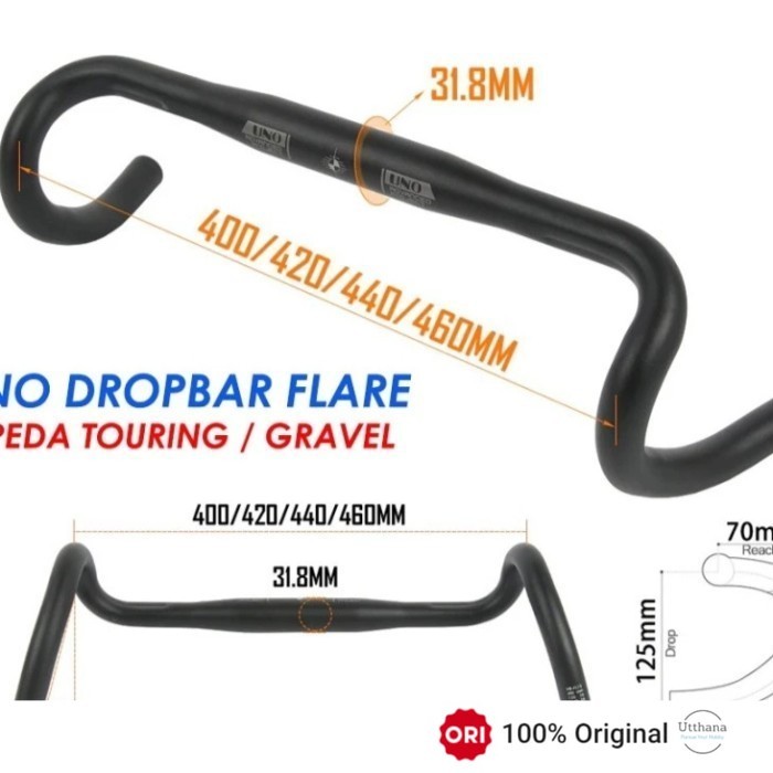 UNO FL12 Dropbar Flare Stang Sepeda Gravel Touring Roadbike Alloy