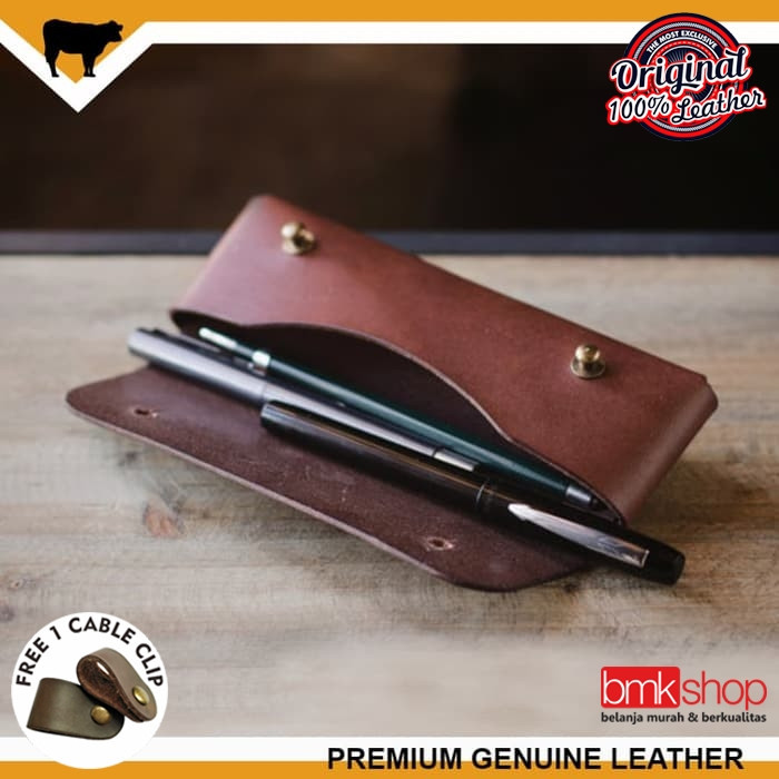 

[New] Sarung tempat pensil dari kulit sapi asli hand made - DARK BROWN