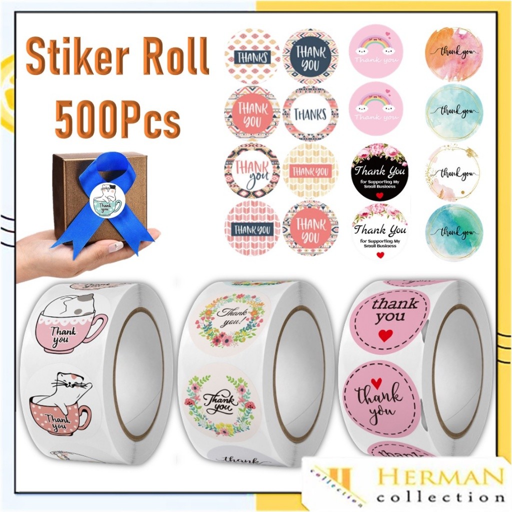 

Alat Tulis Anak / HC Sticker Thank You Roll Isi 500 Pcs Stiker Terima Kasih Warna Self Adhesive Seal Label Roll Sticker Thank You 2Cm Tempelan Ucapan Terimakasih Bulat 500pcs Segel Order Packing Motif Bunga Love Serbaguna