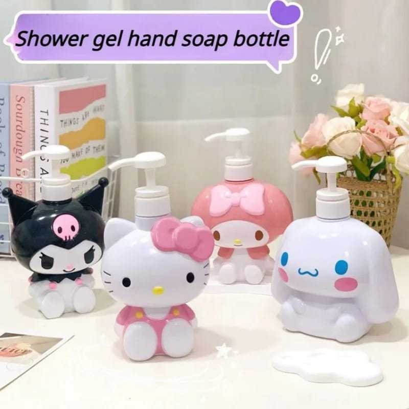 Sanrio Botol Pump Tempat Sabun Wadah Sabun Cair Kuromi Hello Kitty My Melody Dispenser Sabun Karakte