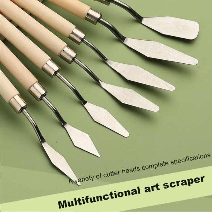 

Cetok kecil Alat Kerajinan Kue Lukis Cat Akrilik Painting Scraper Knife 7 PCS - Silver