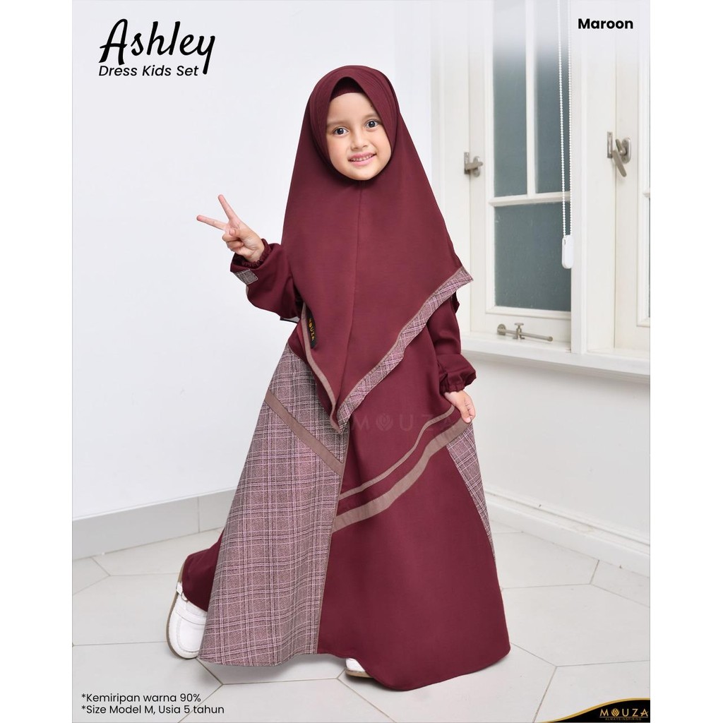 Sarimbit Mahesh - Ashley / Ashley Dress Kids Set / Gamis Anak Set Hijab Original Mouza