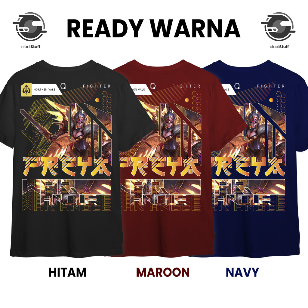 Kaos FREYA EPIC WAR ANGEL Mobile Legends Fighter ML MLBB Exclusive Lengan Pendek Hitam Combed 30s