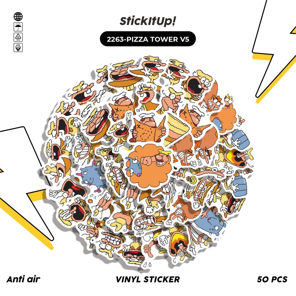 

COD✨ 50 Pcs Stiker Pack PIZZA TOWER V5 Lucu Aesthetic Vynil Waterproof untuk Freebies Sticker Buku Journal Casing HP Laptop