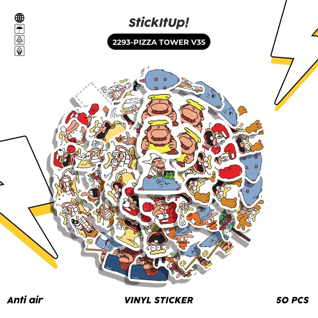 

COD✨ 50 Pcs Stiker PIZZA TOWER 35 Lucu Anti Air Untuk Dekorasi Notebook Sepeda Skateboard Handphone DIY