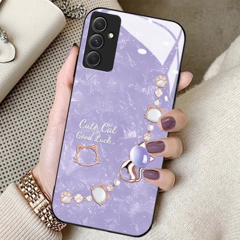 Casing For Samsung A54 5G A50 A50s A51 4G A52 A52s A53 A7 2018 Casing Silikon Rantai Kucing Keren Lu