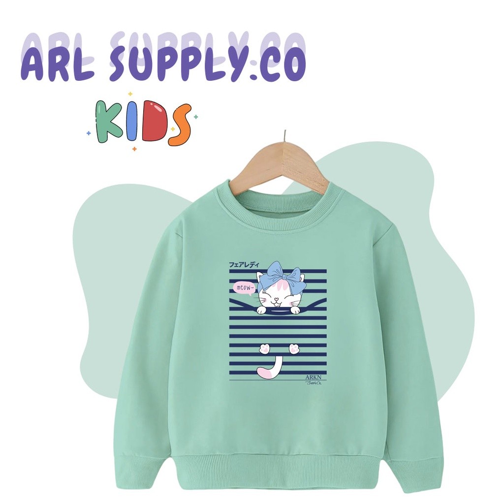 Sweater Crewneck Anak perempuan/wanita KUCING JAPAN Usia 2-12 Tahun/Switer Oblong Anak Cowok Cewek u