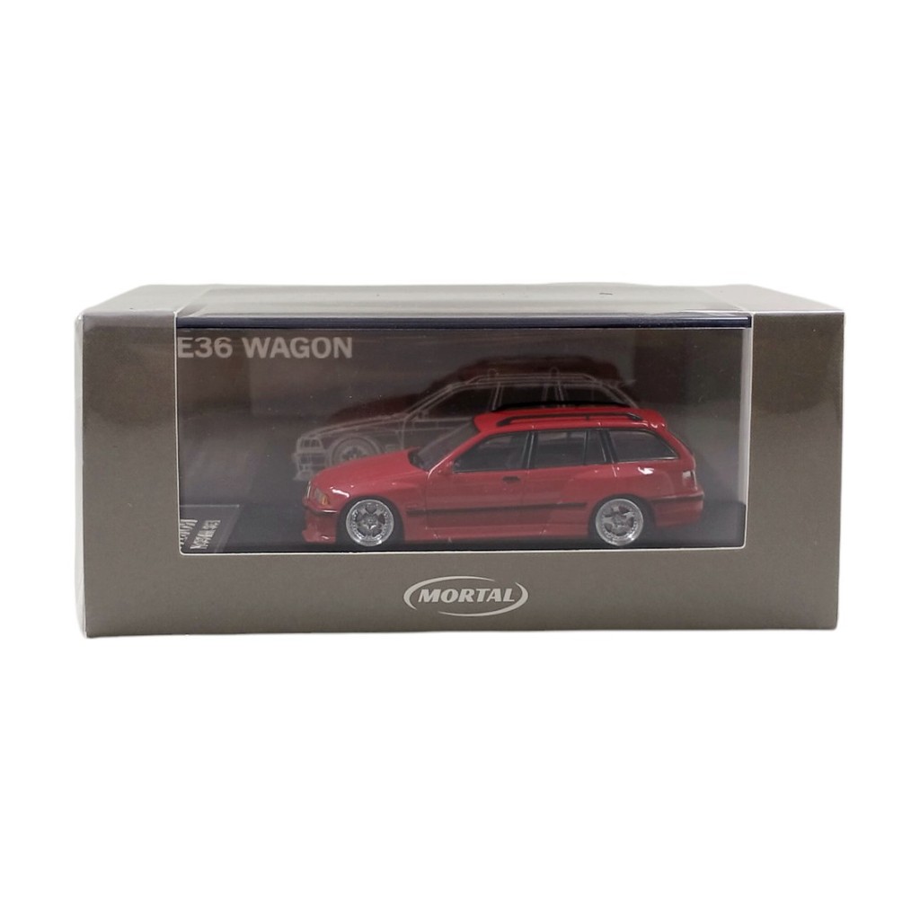 Mortal 1/64 BMW 3 Series E36 Wagon (Red) with Lowrider Wheels - MT64028