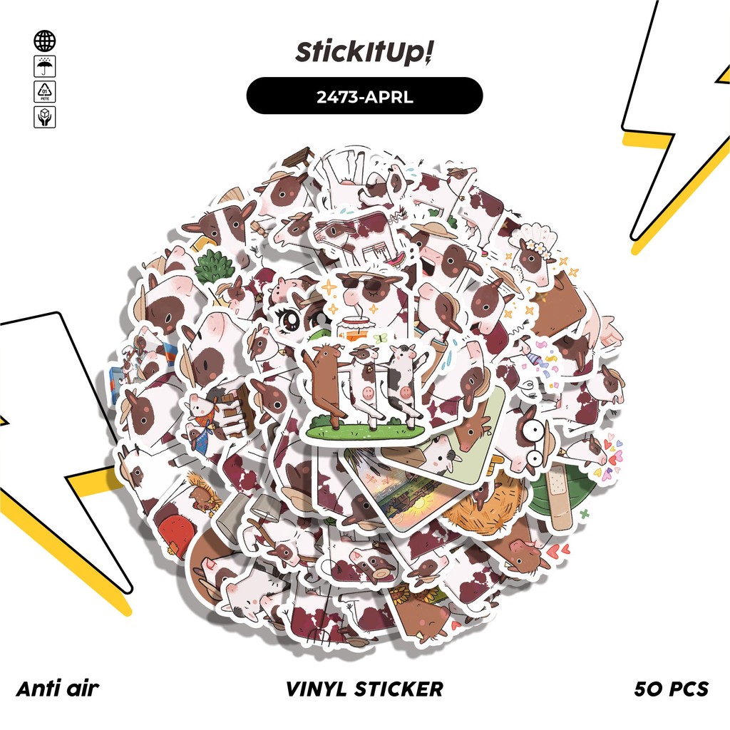 

COD✨ 50 Pcs Stiker Pack FUNNY CHARACTER APRELKA THE COW STICKER PACK Lucu Aesthetic Vynil Waterproof untuk Freebies Sticker Buku Journal Casing HP Laptop