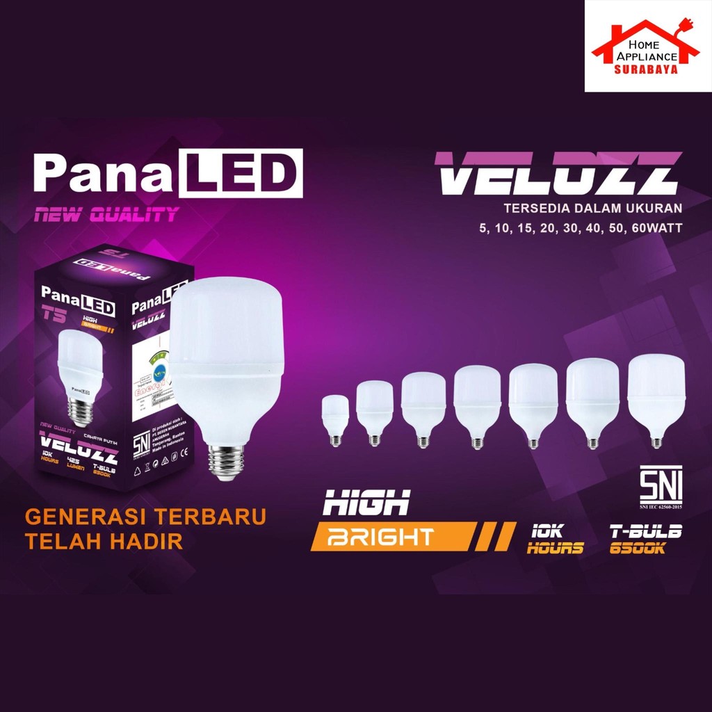 PanaLED Capsule Lampu LED T-Bulb Velozz 6500K 5 10 15 20 30 Watt / 5W 10W 15W 20W 30W
