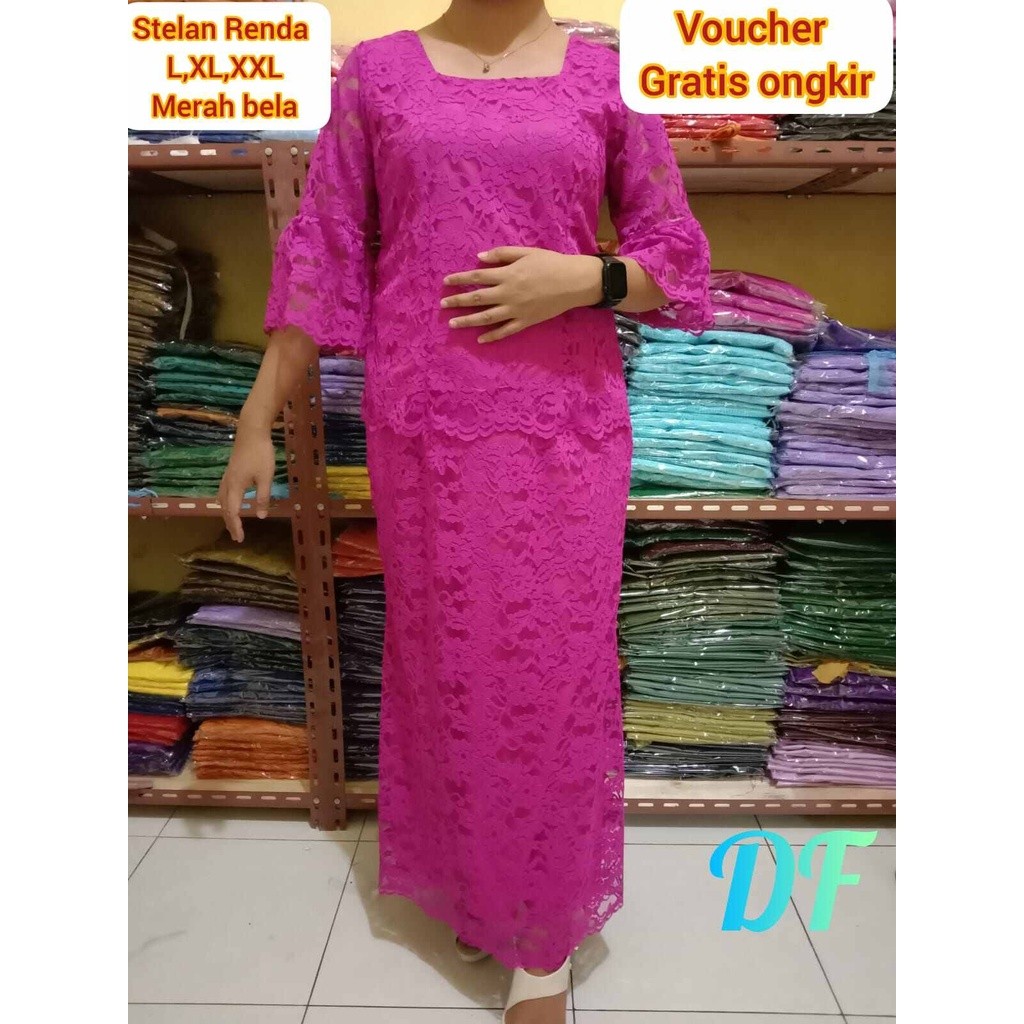 RUMAHFASHION06 Stelan Kebaya Tunik Brukat/ Baju Stelan Semi Brokat / Stelan Kebaya brukat Tunik Tile