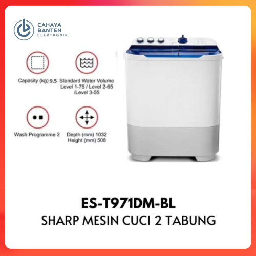 MESIN CUCI SHARP 971 2 TABUNG DOLPHINWAVE - 9,5kg