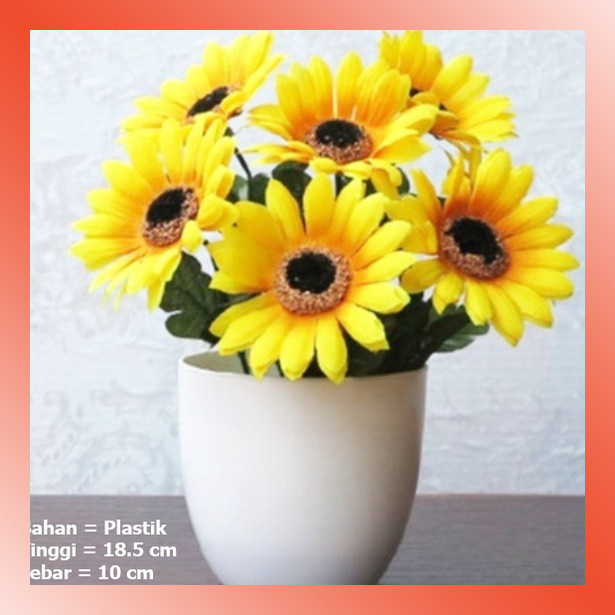 LAMMORO > TP08 Ornamen Tanaman Hias Plastik Bunga MATAHARI KUNING Bunga Pohon Dekorasi 11A3