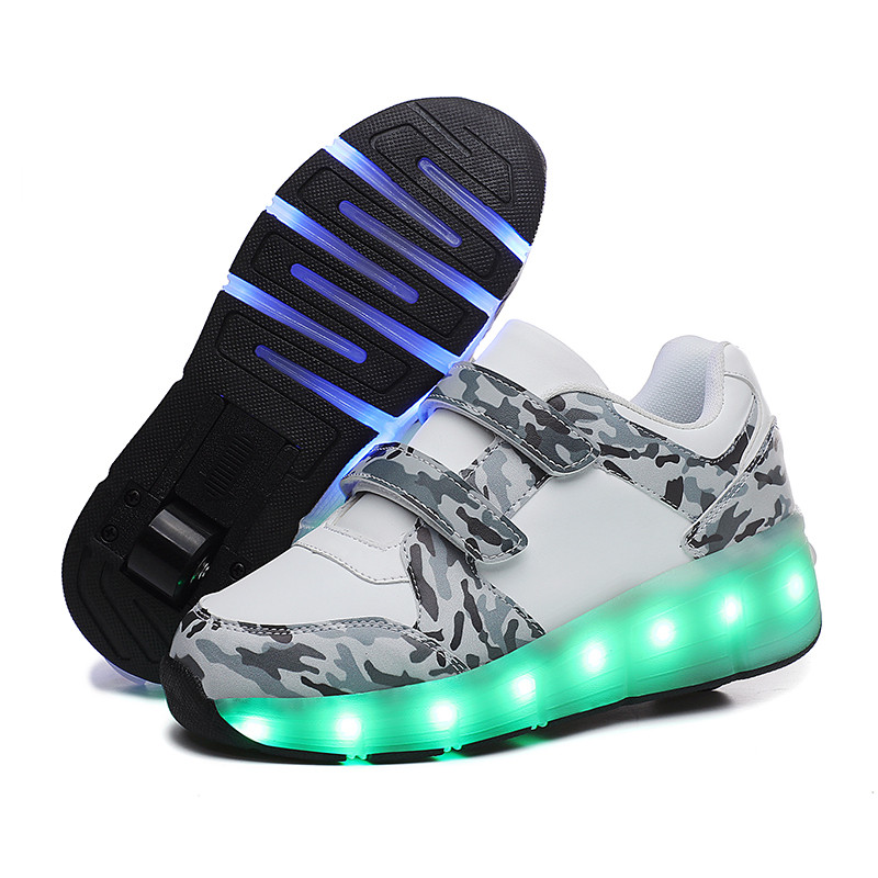 Children's Sports Shoes Luminous Fashion Breathable Mesh Shoes High-quality LED Training Roller Skat