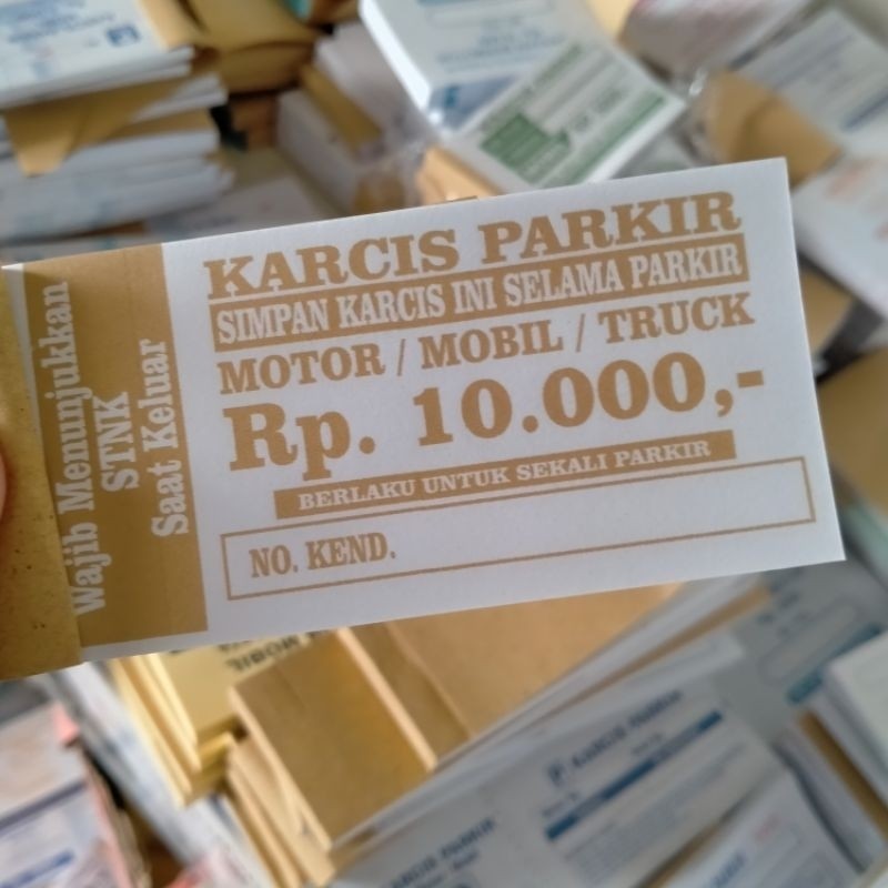 

CETAK KARCIS KUPON VOUCHER PARKIR MOTOR MOBIL BUS TRUCK BOX BISA COD