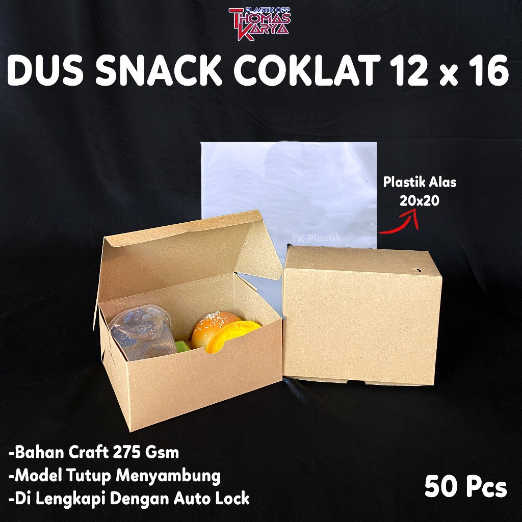 

Dus Snack 12x16 KRAFT Coklat Polos 275gsm / Box Kue Roti Risoles Gorengan Polos