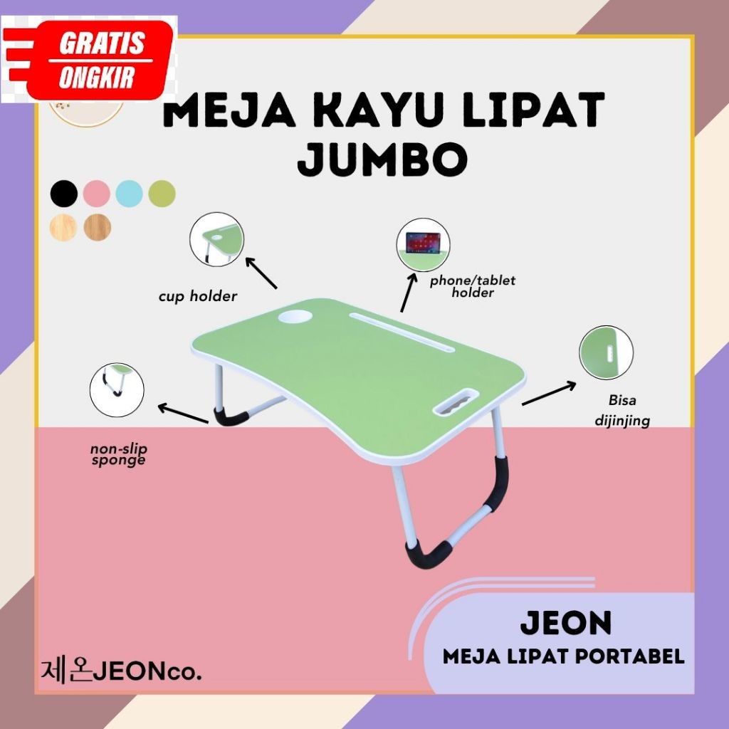 MEJA KAYU Lipat Jumbo Meja Belajar Portable Laptop Serbaguna Murah Berkualitas