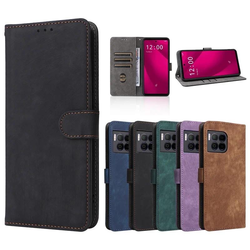 For T-Mobile Revvl 7 Pro 5G Case Wallet Anti-theft Brush Magnetic Flip Leather Cover For T-Mobile Re