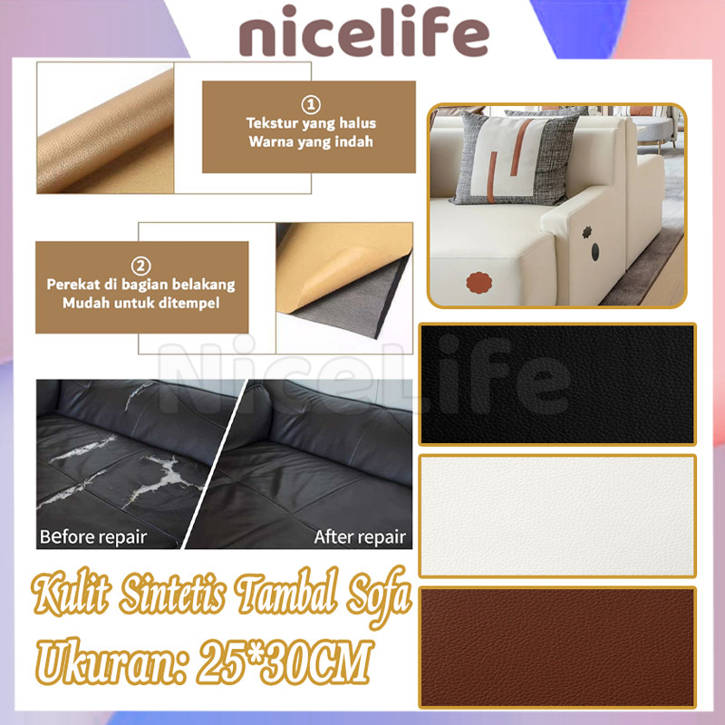 4PCS Kulit Sintetis Tambal Sofa Jok Motor Mobil / Sticker Kulit PU / Kulit Sintetis Tambal Sofa Jok