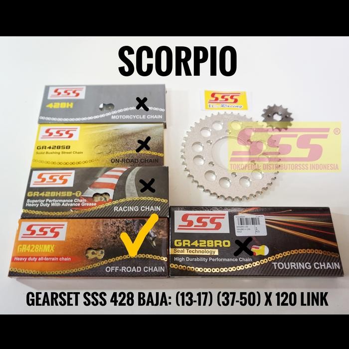GIRSET GEARSET GIR SET GEAR SET SSS SCORPIO 428 RANTAI SSS HMX GOLD - HMX BLACK