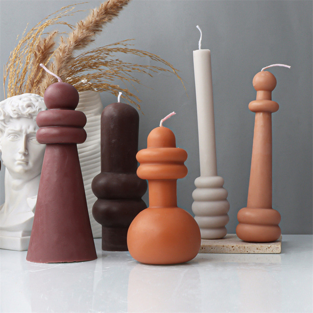 

3D Tall Geometry Cylindrical Pillar Candle Molds Ribbed Aesthetic Twist Silicone Mould Abstract Decora Mold Gifts Craft Home De
