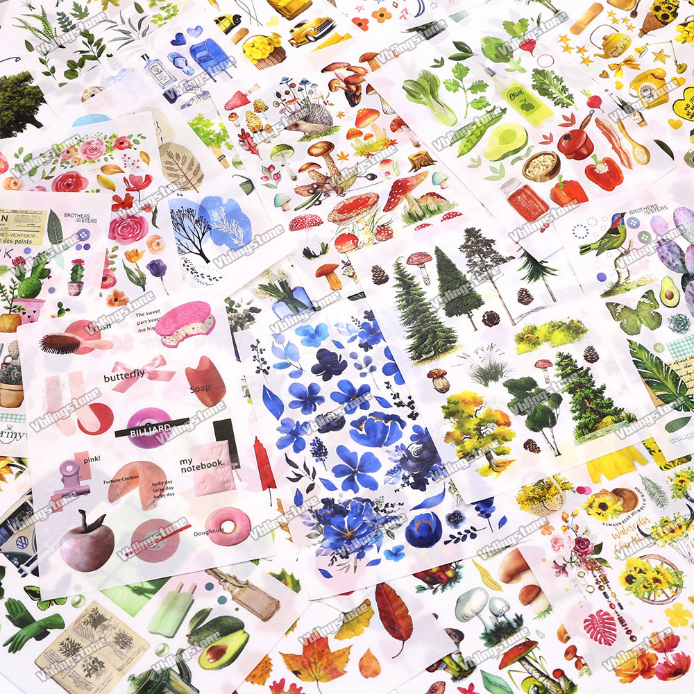 

4Sheets Plant Stationery Stickers Tree Flower Washi Paper Stickers Scrapbooking Diary Planner DIY Notebook 10.5x15CM