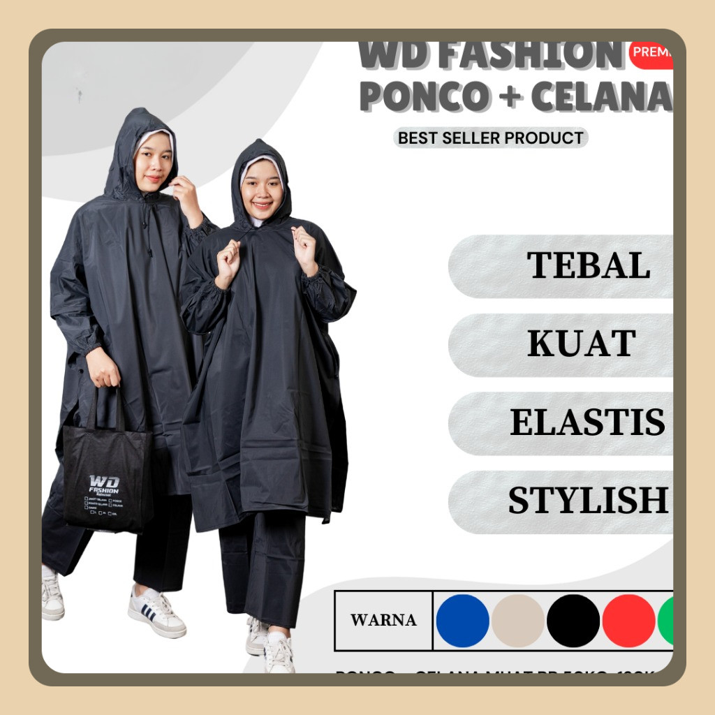 Jas Hujan Ponco Celana bahan PVC 0,25 Tebal / karet Ponco jumbo Jas Hujan Ponco Lengan Ponco Kelelaw