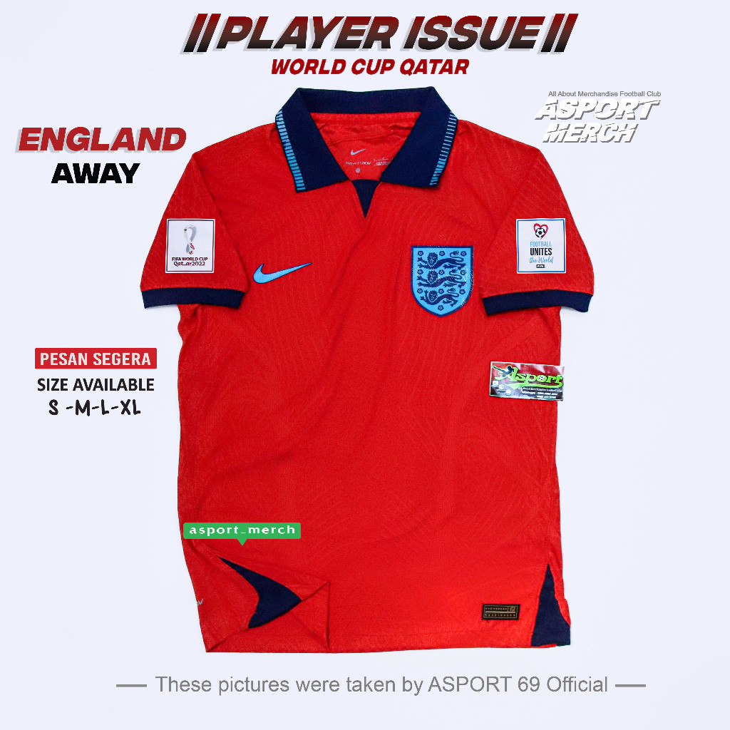 ASPORT INGGRIS PLAYER ISSUE   INGGRIS AWAY WORLDCUP 2022 2023  INGGRIS PREMIUM HIGH QUALITY