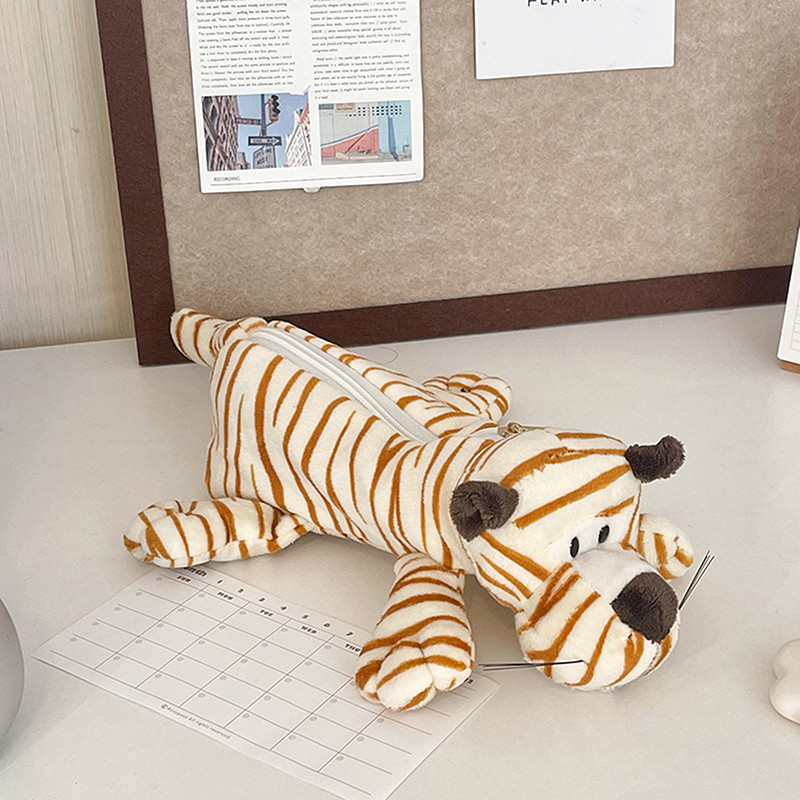 

Cartoon Animal Elephant Lion Plush Pen Case For Kid School Season Large Capacity Supplies Stationery Storage Bag For Kid Gift