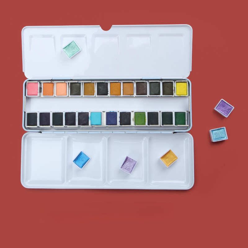 

Half Pan Watercolor Tray Paints Tin Box Empty Palette Painting Storage Paint Tray Box for Painting Supplie