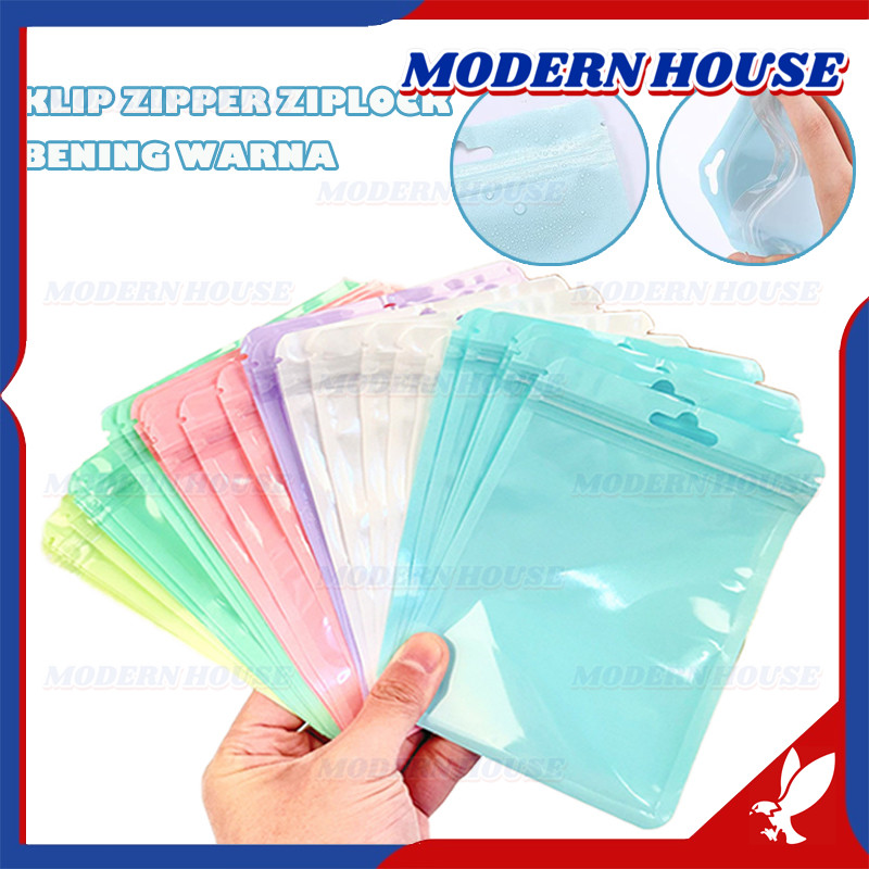 

Plastik OPP Souvenir Aksesoris Klip Zipper Ziplock Bening Warna Tebal Pink Ungu Hijau Tosca Biru Kuning Putih Susu