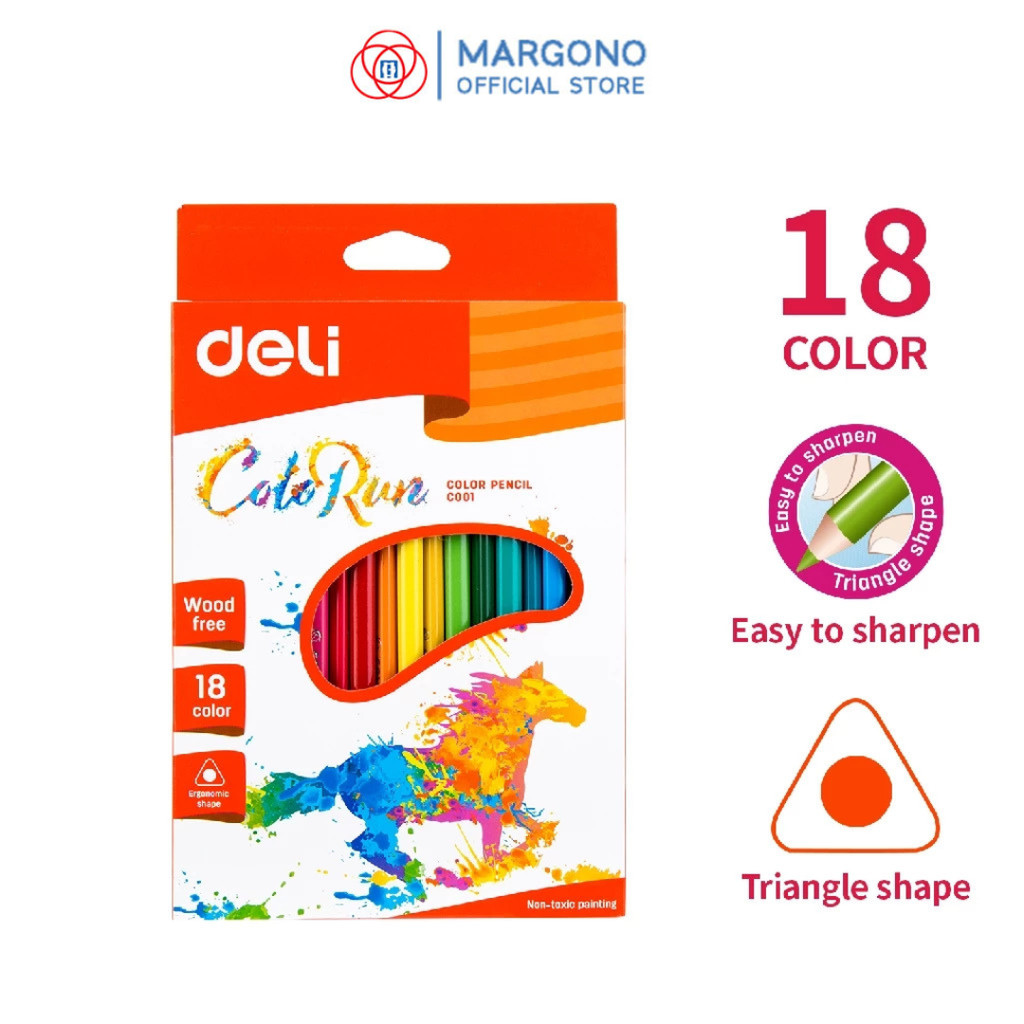 

Deli Pensil Warna isi 18 Pcs Anak Sekolah Bentuk segitiga ergonomis cerah cat tidak beracun EC00110